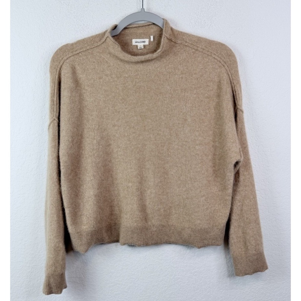 Pilcro Alani 100% Cashmere Sweater Women's S Camel Beige Mock Neck Quiet Luxury